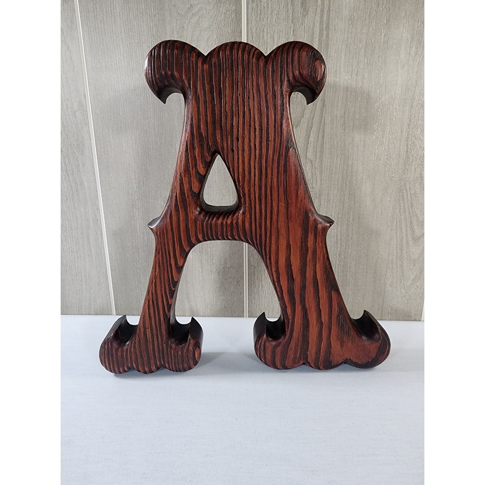 Nystrom Handcrafted Wood Letter A Initial Wall Decor Large Brown Carved Rustic